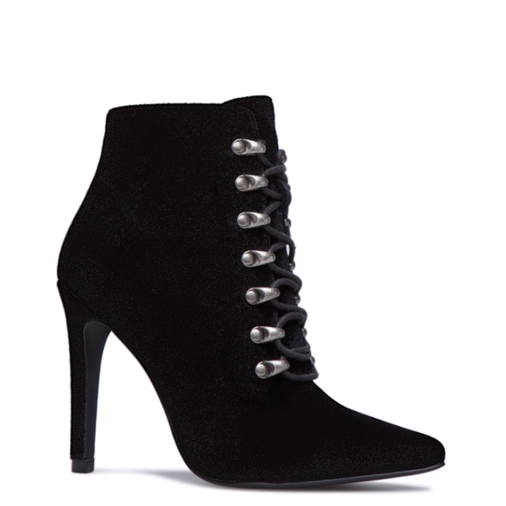 Velvet Lace-Up Booties - 7.5